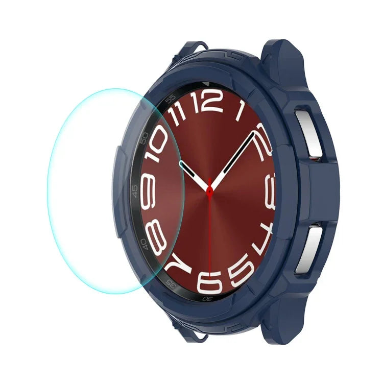 ENKAY Hat-Prince 2 in 1 TPU Armor Watch Case + 0.2mm 9H Tempered Glass Screen Protector, For Samsung Galaxy Watch6 Classic 47mm, For Samsung Galaxy Watch6 Classic 43mm