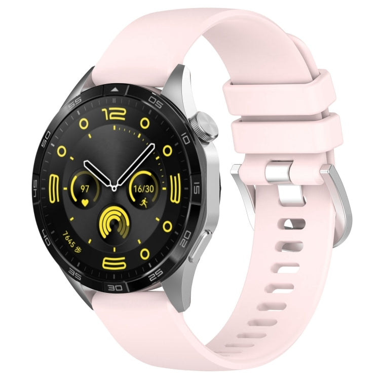 Liquid Glossy Silver Buckle Silicone Watch Band, For Huawei Watch GT4 46mm 22mm, For Huawei Watch GT4 41mm 18mm, For Huawei Watch 4 Pro 22mm, For Huawei Watch 4 22mm
