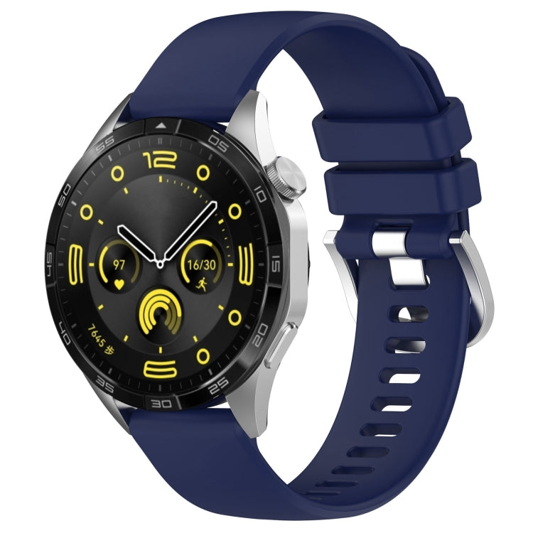 Liquid Glossy Silver Buckle Silicone Watch Band, For Huawei Watch GT4 46mm 22mm, For Huawei Watch GT4 41mm 18mm, For Huawei Watch 4 Pro 22mm, For Huawei Watch 4 22mm