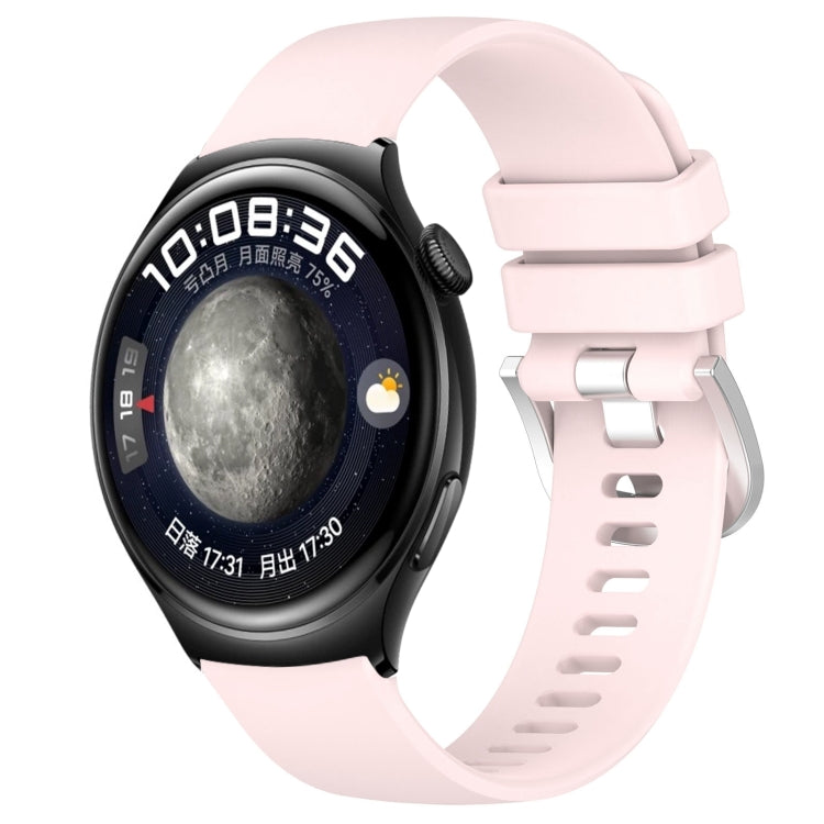 Liquid Glossy Silver Buckle Silicone Watch Band, For Huawei Watch GT4 46mm 22mm, For Huawei Watch GT4 41mm 18mm, For Huawei Watch 4 Pro 22mm, For Huawei Watch 4 22mm