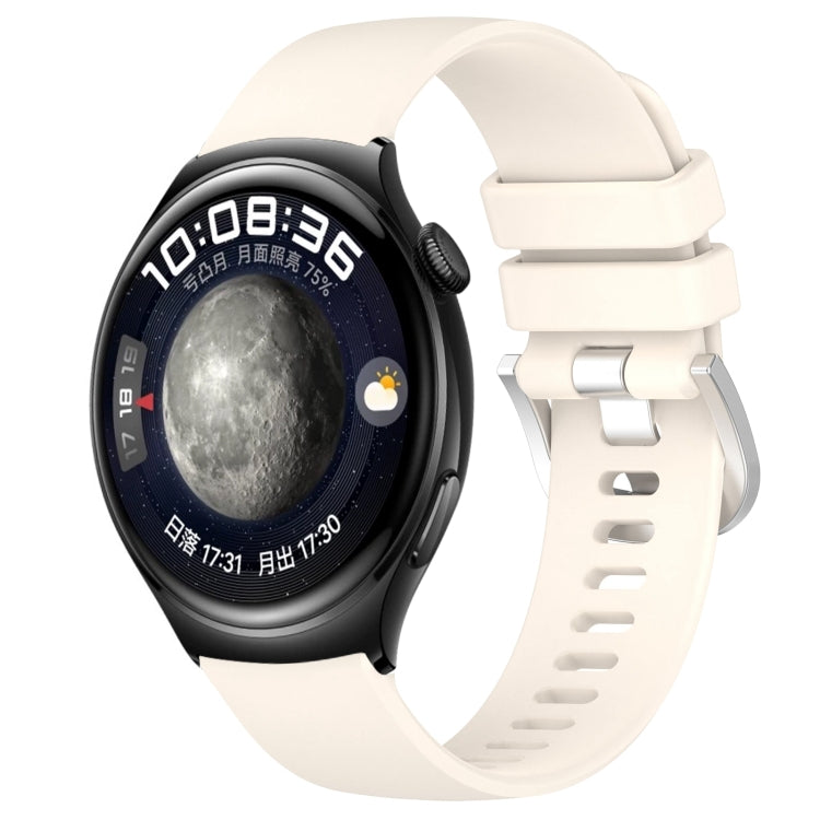 Liquid Glossy Silver Buckle Silicone Watch Band, For Huawei Watch GT4 46mm 22mm, For Huawei Watch GT4 41mm 18mm, For Huawei Watch 4 Pro 22mm, For Huawei Watch 4 22mm