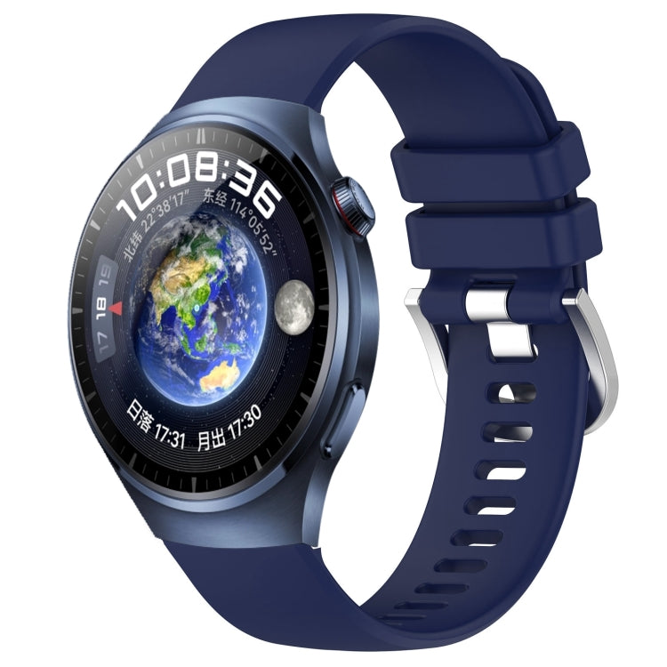 Liquid Glossy Silver Buckle Silicone Watch Band, For Huawei Watch GT4 46mm 22mm, For Huawei Watch GT4 41mm 18mm, For Huawei Watch 4 Pro 22mm, For Huawei Watch 4 22mm