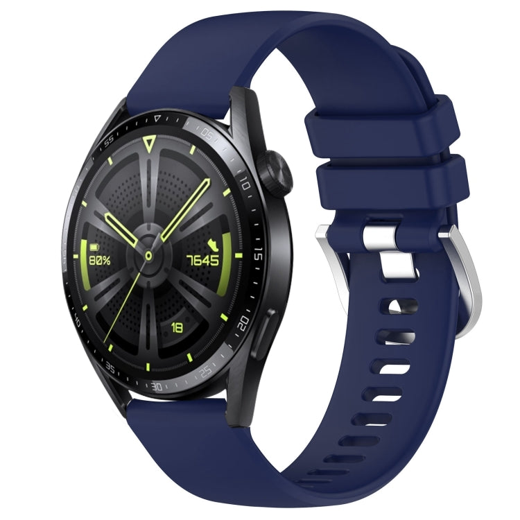 Liquid Glossy Silver Buckle Silicone Watch Band, For Huawei Watch GT3 42mm 20mm, For Huawei Watch 3 22mm, For Huawei Watch GT2 Pro 22mm, For Huawei Watch GT2 46mm 22mm