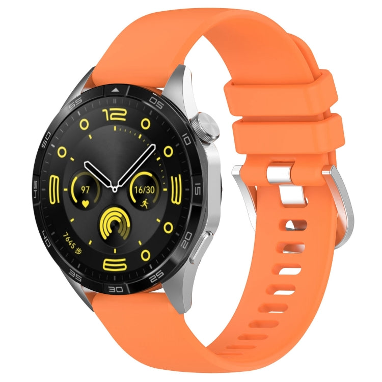 Liquid Glossy Silver Buckle Silicone Watch Band, For Huawei Watch GT4 46mm 22mm, For Huawei Watch GT4 41mm 18mm, For Huawei Watch 4 Pro 22mm, For Huawei Watch 4 22mm