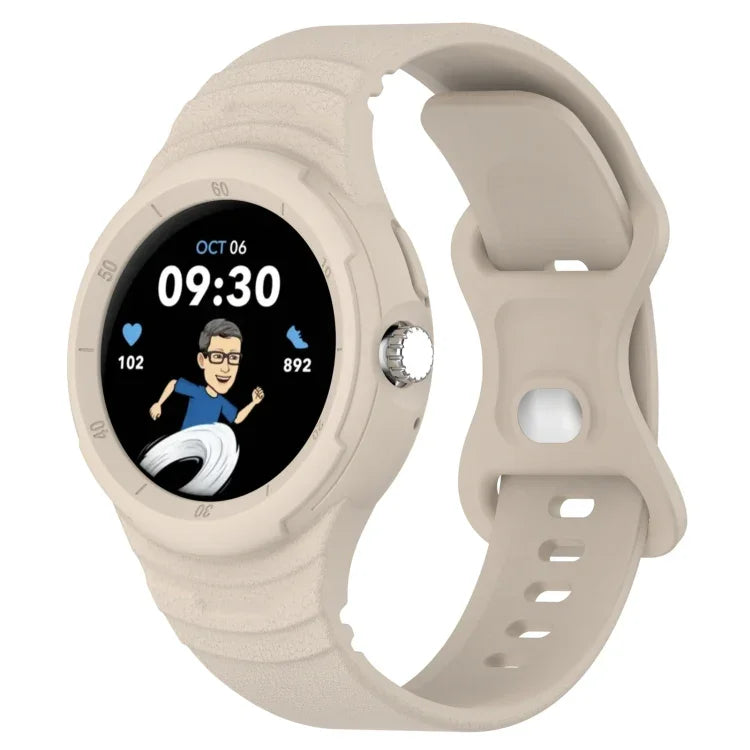 Leather Texture Silicone Integrated Watch Band, For Goolge  Pixel Watch 2