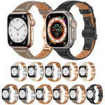 Plain Leather Butterfly Buckle Watch Band, For Apple Watch SE 2023 44mm, For Apple Watch SE 2023 40mm, For Apple Watch Ultra 2 49mm, For Apple Watch Series 9 45mm