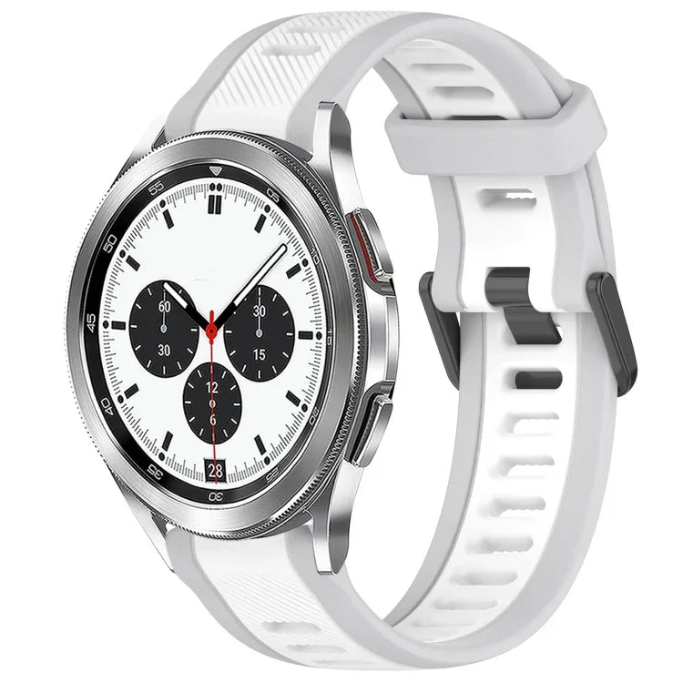 20mm Two Color Textured Silicone Watch Band, For Samsung  Galaxy Watch 4 Classic 42mm, For Samsung Galaxy Watch Active 2 44mm, For Samsung Galaxy Watch Active 2 40mm, For Samsung Galaxy Watch 42mm