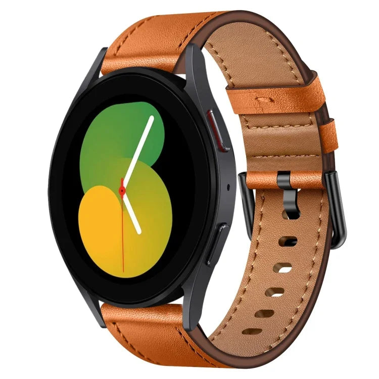 20mm SX Connector Metal Button Switch Leather Watch Band, For Samsung Galaxy Watch 5, For Samsung Galaxy Watch 5 Pro, For Samsung Galaxy Watch 4, For Samsung Galaxy Gear Sport, For Samsung Galaxy Watch 3 41mm, For Samsung Galaxy Watch Active           ...
