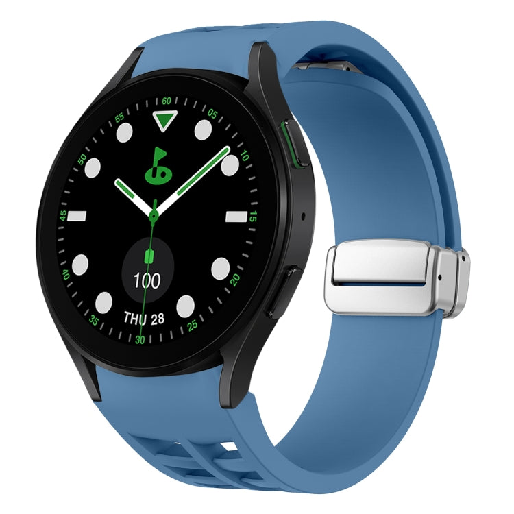Richard Magnetic Folding Silver Buckle Silicone Watch Band, For Samsung Galaxy Watch FE 40mm, For Sansung Galaxy Watch 5 Pro Golf Edition, For Samsung Galaxy Watch 5 Golf Edition