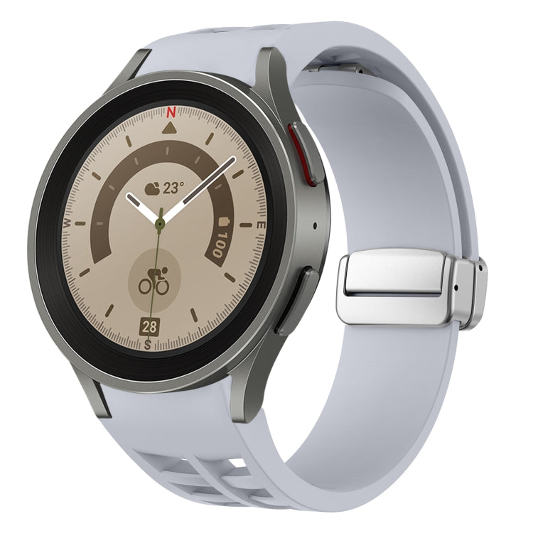 Richard Magnetic Folding Silver Buckle Silicone Watch Band, For Sansung Galaxy Watch 5 Pro 45mm, For Samsung Galaxy Watch 7 40 / 44mm, For Samsung Galaxy Watch 6 Classic 43 / 47mm