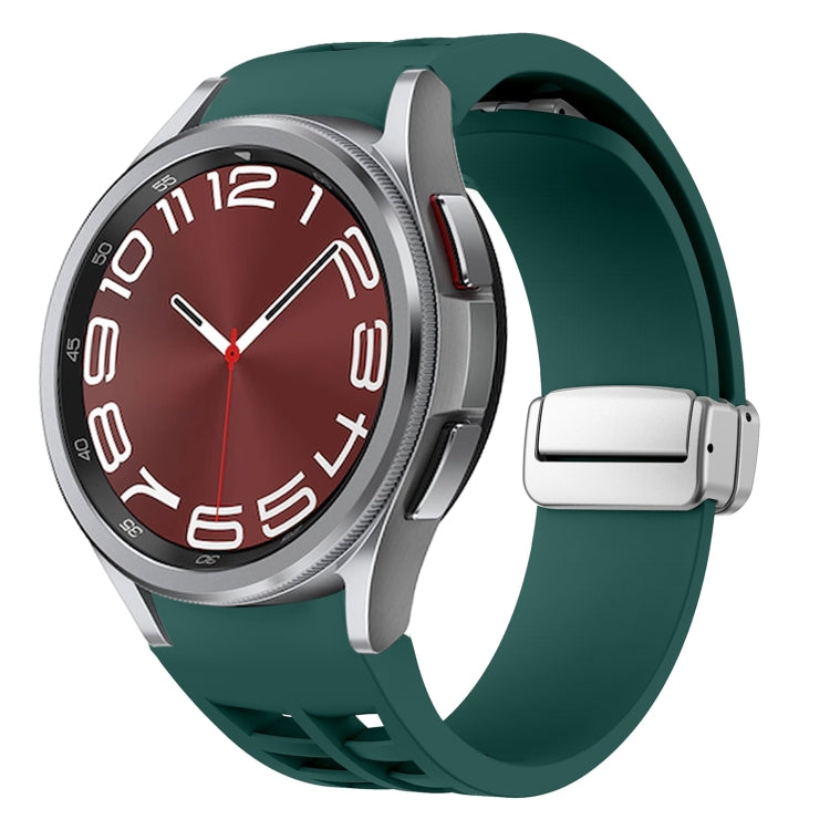 Richard Magnetic Folding Silver Buckle Silicone Watch Band, For Sansung Galaxy Watch 5 Pro 45mm, For Samsung Galaxy Watch 7 40 / 44mm, For Samsung Galaxy Watch 6 Classic 43 / 47mm