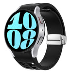 Richard Magnetic Folding Silver Buckle Silicone Watch Band, For Samsung Galaxy Watch 6 40 / 44mm, For Samsung Galaxy Watch 5 40 / 44mm, For Samsung Galaxy Watch 4 40 / 44mm