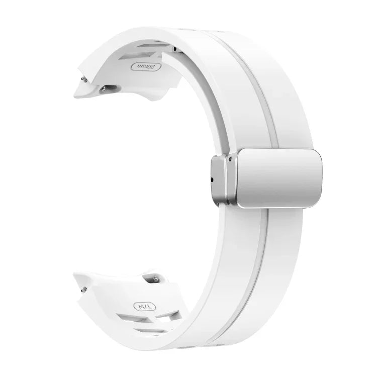Richard Magnetic Folding Silver Buckle Silicone Watch Band, For Samsung Galaxy Watch 4 Classic 42 / 46mm