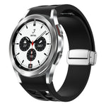 Richard Magnetic Folding Silver Buckle Silicone Watch Band, For Samsung Galaxy Watch 4 Classic 42 / 46mm