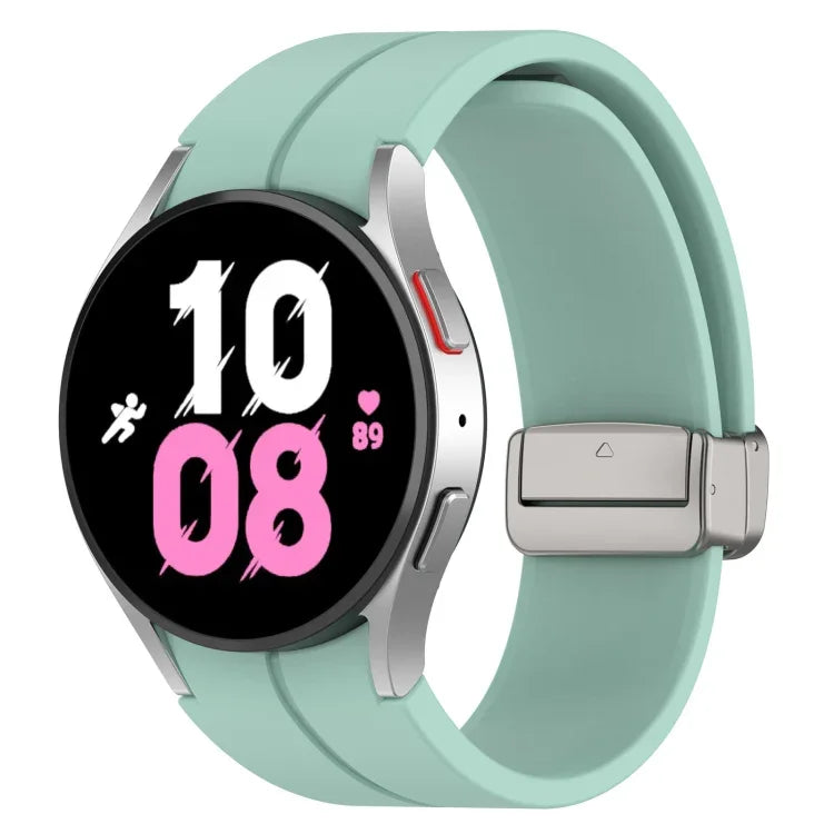 Magnetic Folding Silver Buckle Silicone Watch Band, For Samsung Galaxy Watch FE 40mm, For Samsung Galaxy Watch7 40 / 44mm