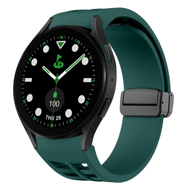 Richard Magnetic Folding Black Buckle Silicone Watch Band, For Samsung Galaxy Watch 6 40 / 44mm, For Sansung Galaxy Watch 5 Pro Golf Edition, For Samsung Galaxy Watch 5 Golf Edition