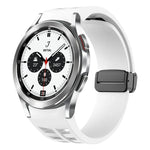Richard Magnetic Folding Black Buckle Silicone Watch Band, For Samsung Galaxy Watch 4 classic 42 / 46mm