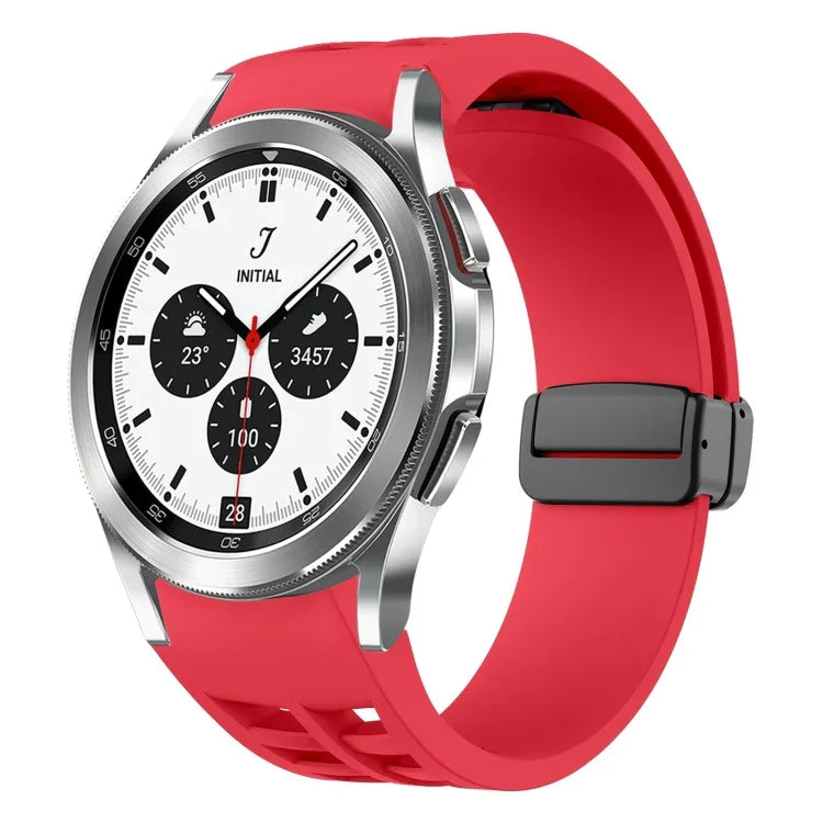 Richard Magnetic Folding Black Buckle Silicone Watch Band, For Samsung Galaxy Watch 4 classic 42 / 46mm