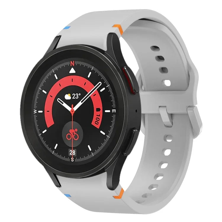 Flat Sewing Design Silicone Watch Band, For Sansung Galaxy Watch5 Pro 45mm, Fou Samsung Galaxy Watch 4 40 / 44mm, For Samsung Galaxy Watch 4 Classic 42 / 46mm