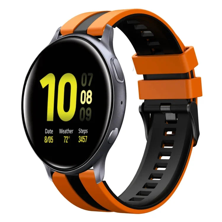 20mm Two Color Sports Silicone Watch Band, For Samsung  Galaxy Watch 4 Classic 42mm, For Samsung Galaxy Watch Active 2 44mm, For Samsung Galaxy Watch Active 2 40mm