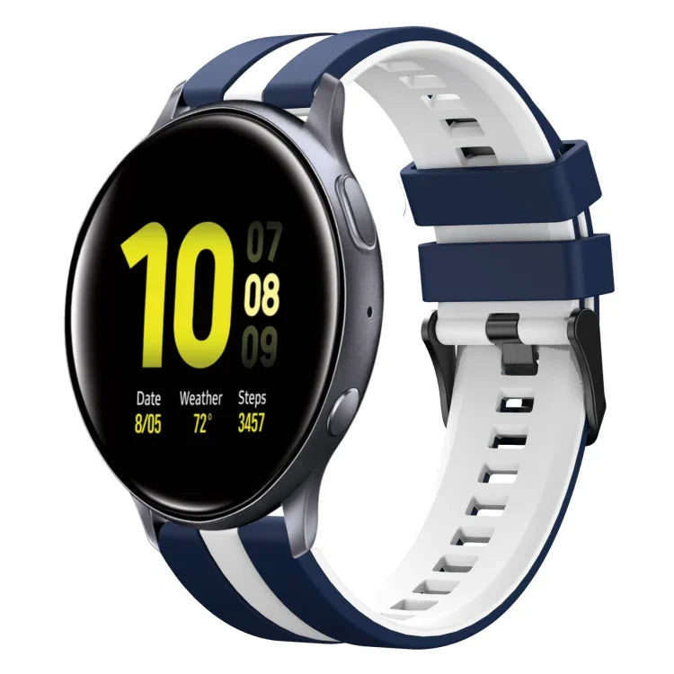 20mm Two Color Sports Silicone Watch Band, For Samsung  Galaxy Watch 4 Classic 42mm, For Samsung Galaxy Watch Active 2 44mm, For Samsung Galaxy Watch Active 2 40mm