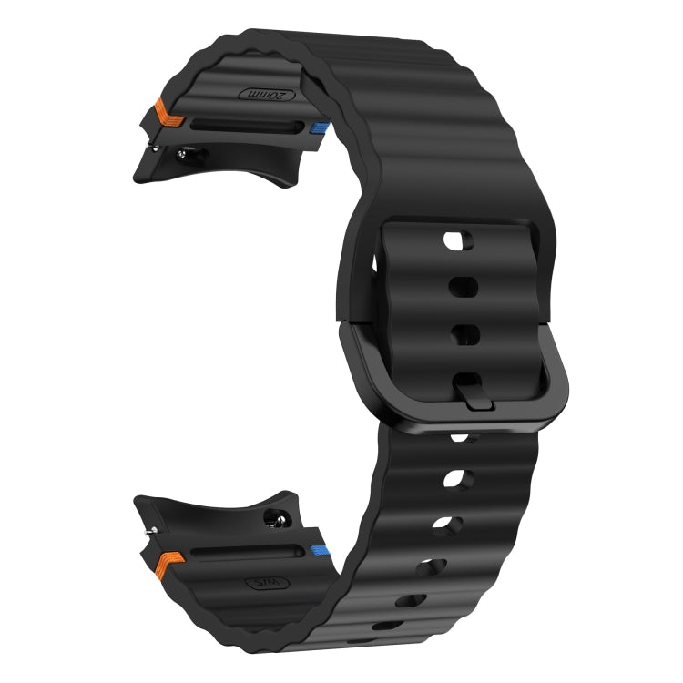 Wave Pattern Stitched Silicone Watch Band, For Samsung Galaxy Watch 7 40 / 44mm, For Samsung Galaxy Watch 6 Classic, For Samsung Galaxy Watch 6 40 / 44mm, For Samsung Galaxy Watch 5 40 / 44mm