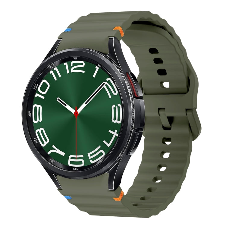 Wave Pattern Stitched Silicone Watch Band, For Samsung Galaxy Watch 7 40 / 44mm, For Samsung Galaxy Watch 6 Classic, For Samsung Galaxy Watch 6 40 / 44mm, For Samsung Galaxy Watch 5 40 / 44mm