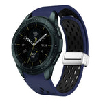 Two Color Magnetic Folding Silver Buckle Silicone Watch Band, For Samsung Galaxy Watch 3 41mm, For Samsung Galaxy Watch Active, For Samsung Galaxy Watch 42mm, For Samsung Gear S2 Classic