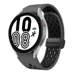 Two Color Magnetic Folding Black Buckle Silicone Watch Band, For Samsung Galaxy Watch 7 40 / 44mm, For Samsung Galaxy Watch 5 40 / 44mm, For Samsung Galaxy Watch 4 40 / 44mm, For Samsung Galaxy Watch 4 Classic 42 / 46mm