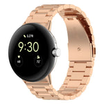 Three Beads Stainless Steel Metal Watch Band, For Google Pixel Watch 4 / Watch 3 45mm, For Google Pixel Watch 4 / 3 / 2 / 1 41mm