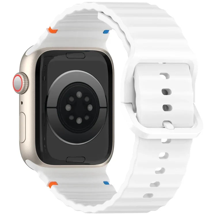 Wavy Grain Stitched Silicone Watch Band, For Apple Watch Series 4 44mm, For Apple Watch Series 4 40mm, For Apple Watch Series 3 38mm, For Apple Watch Series 3 42mm