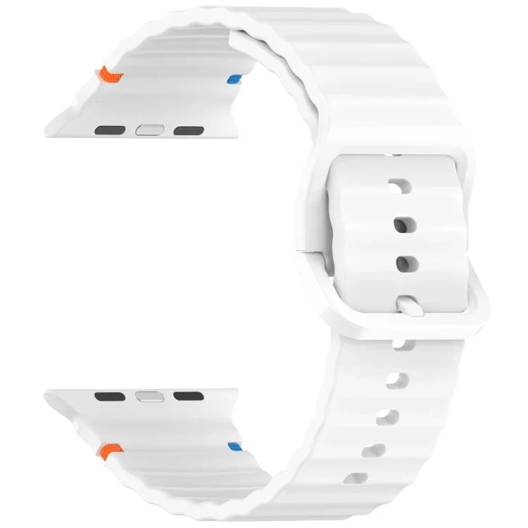 Wavy Grain Stitched Silicone Watch Band, For Apple Watch Series 4 44mm, For Apple Watch Series 4 40mm, For Apple Watch Series 3 38mm, For Apple Watch Series 3 42mm