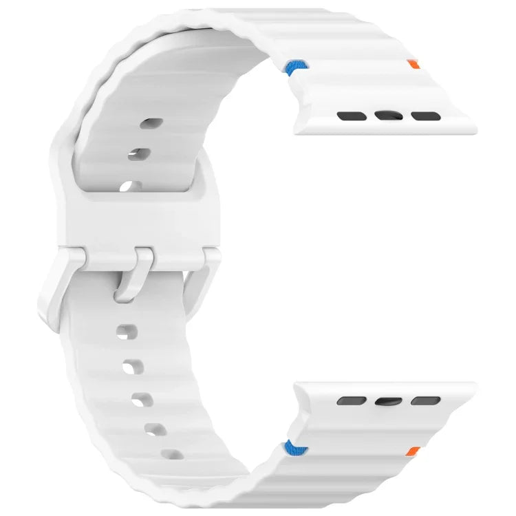 Wavy Grain Stitched Silicone Watch Band, For Apple Watch Series 4 44mm, For Apple Watch Series 4 40mm, For Apple Watch Series 3 38mm, For Apple Watch Series 3 42mm