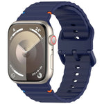 Wavy Grain Stitched Silicone Watch Band, For Apple Watch Series 4 44mm, For Apple Watch Series 4 40mm, For Apple Watch Series 3 38mm, For Apple Watch Series 3 42mm