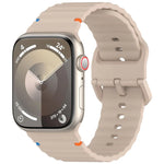Wavy Grain Stitched Silicone Watch Band, For Apple Watch Series 4 44mm, For Apple Watch Series 4 40mm, For Apple Watch Series 3 38mm, For Apple Watch Series 3 42mm