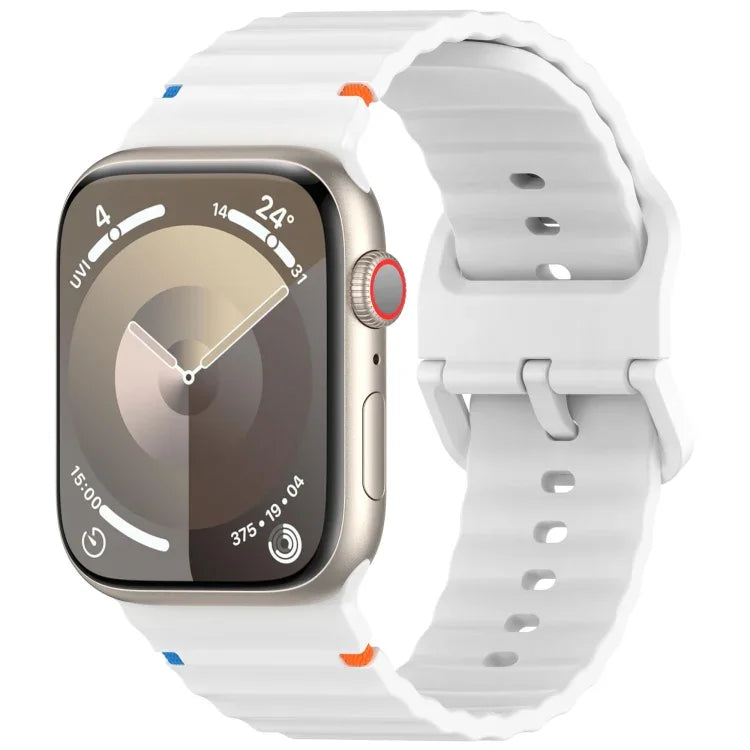 Wavy Grain Stitched Silicone Watch Band, For Apple Watch Series 4 44mm, For Apple Watch Series 4 40mm, For Apple Watch Series 3 38mm, For Apple Watch Series 3 42mm