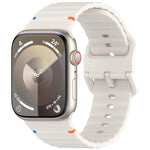 Wavy Grain Stitched Silicone Watch Band, For Apple Watch Series 4 44mm, For Apple Watch Series 4 40mm, For Apple Watch Series 3 38mm, For Apple Watch Series 3 42mm