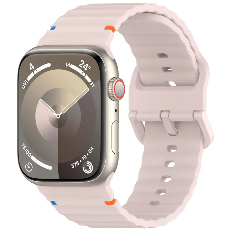 Wavy Grain Stitched Silicone Watch Band, For Apple Watch Series 4 44mm, For Apple Watch Series 4 40mm, For Apple Watch Series 3 38mm, For Apple Watch Series 3 42mm