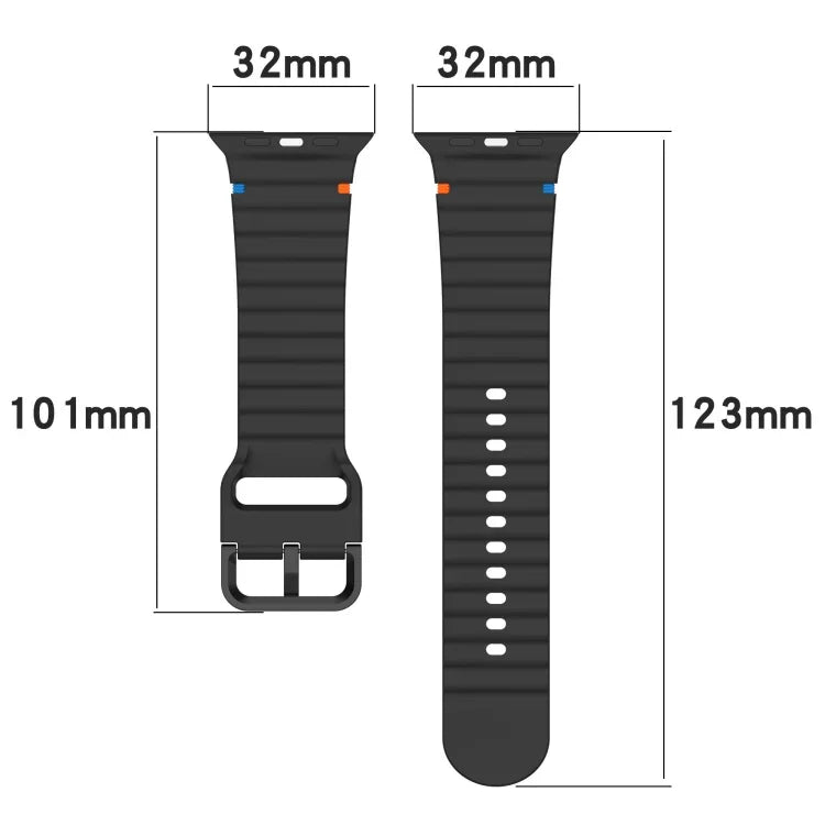 Wavy Grain Stitched Silicone Watch Band, For Apple Watch Series 4 44mm, For Apple Watch Series 4 40mm, For Apple Watch Series 3 38mm, For Apple Watch Series 3 42mm