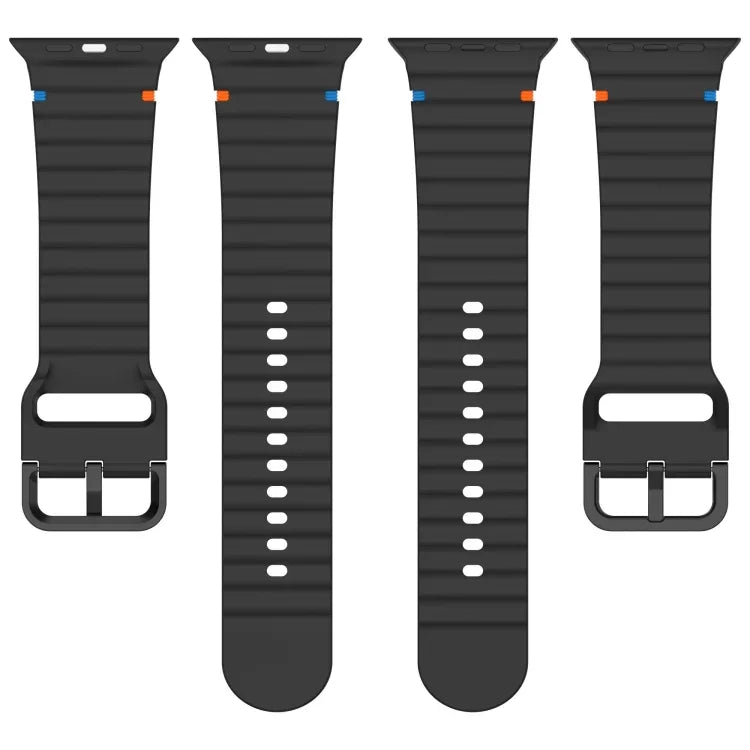 Wavy Grain Stitched Silicone Watch Band, For Apple Watch Series 4 44mm, For Apple Watch Series 4 40mm, For Apple Watch Series 3 38mm, For Apple Watch Series 3 42mm