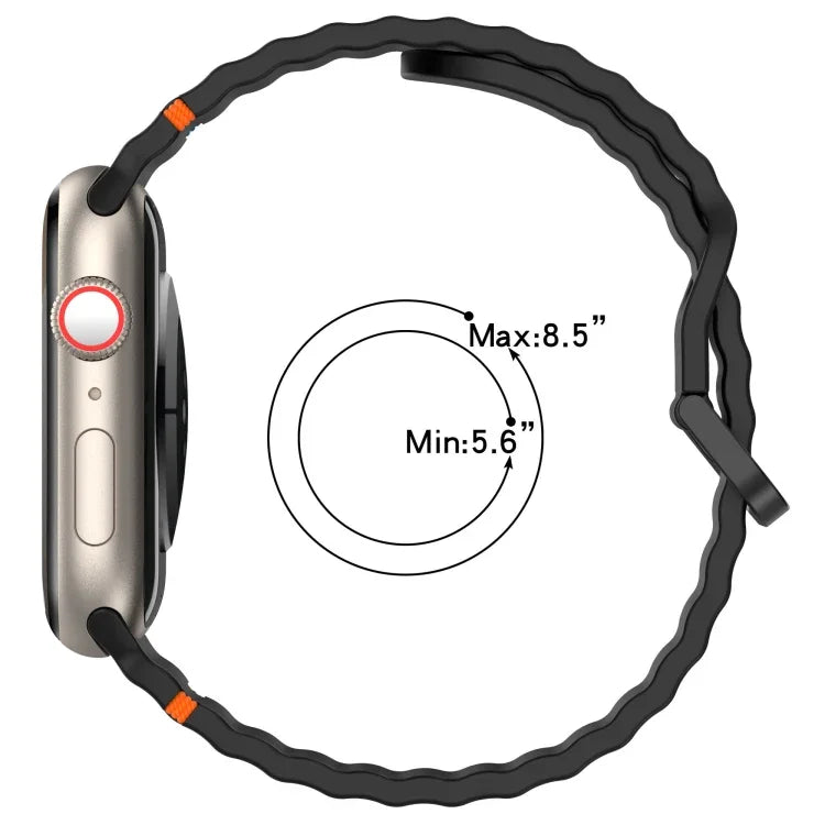 Wavy Grain Stitched Silicone Watch Band, For Apple Watch Series 9 41mm, For Apple Watch Ultra 49mm, For Apple Watch Series 8 41mm, For Apple Watch Series 8 45mm