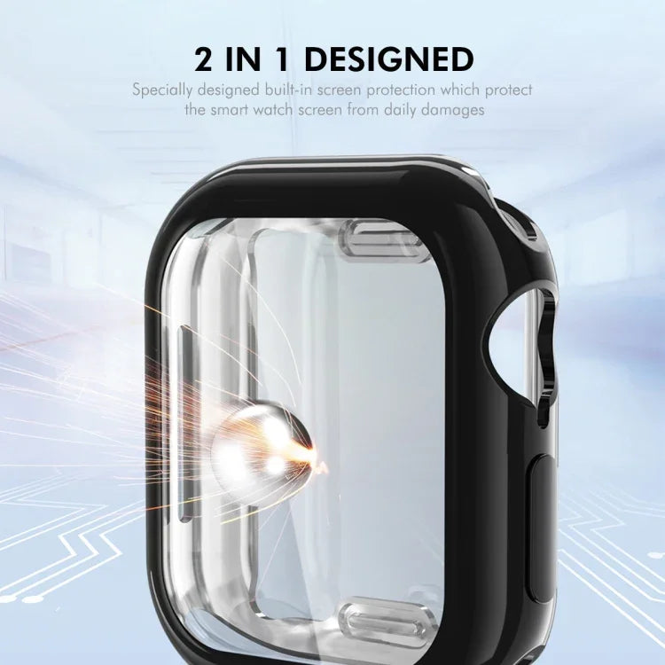ENKAY Hat-Prince Electroplated Soft TPU Case with Screen Film, For Apple Watch Series 11 / 10 46mm, For Apple Watch Series 11 / 10 42mm