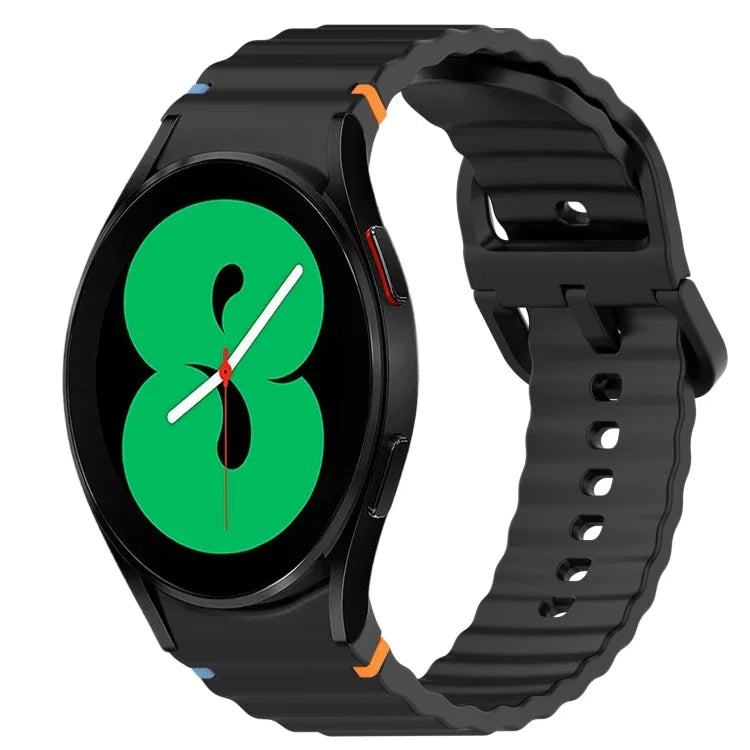 Wavy Grain Stitched Quick Release Silicone Watch Band, For Samsung Galaxy Watch 4 44mm, For Samsung Galaxy Watch 4 40mm, For Samsung  Galaxy Watch 4 Classic 46mm, For Samsung  Galaxy Watch 4 Classic 42mm