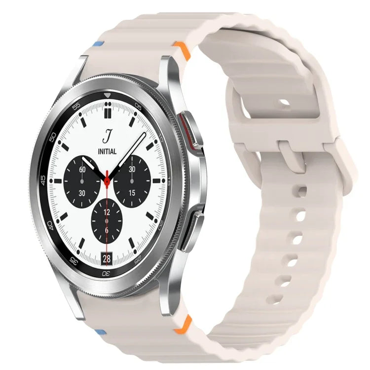 Wavy Grain Stitched Quick Release Silicone Watch Band, For Samsung Galaxy Watch 4 44mm, For Samsung Galaxy Watch 4 40mm, For Samsung  Galaxy Watch 4 Classic 46mm, For Samsung  Galaxy Watch 4 Classic 42mm