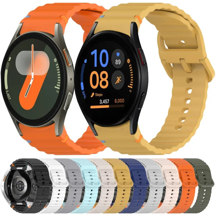 Wavy Grain Stitched Quick Release Silicone Watch Band, For Samsung Galaxy Watch 4 44mm, For Samsung Galaxy Watch 4 40mm, For Samsung  Galaxy Watch 4 Classic 46mm, For Samsung  Galaxy Watch 4 Classic 42mm
