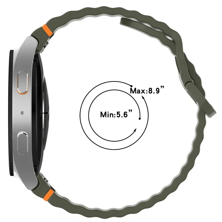 Wavy Grain Stitched Quick Release Silicone Watch Band, For Samsung Galaxy Watch 4 44mm, For Samsung Galaxy Watch 4 40mm, For Samsung  Galaxy Watch 4 Classic 46mm, For Samsung  Galaxy Watch 4 Classic 42mm