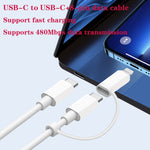 PD31 30W USB-C / Type-C + USB-A Charger with Type-C+8 Pin 2-in-1 Data Cable, EU Plug, EU Plug +  2-in-1 Data Cable