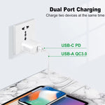 PD31 30W USB-C / Type-C + USB-A Charger with Type-C+8 Pin 2-in-1 Data Cable, EU Plug, EU Plug +  2-in-1 Data Cable