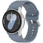 Wavy Grain Stitched Silver Buckle Silicone Watch Band, For Samsung Galaxy Watch 7 40 / 44mm