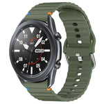 Wavy Grain Stitched 22mm Silicone Watch Band, For Samsung Galaxy Watch 3 45mm
